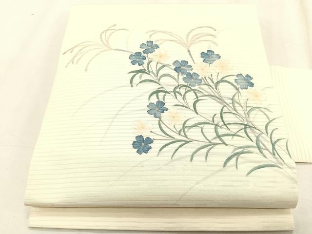 平和屋着物*夏物 絽塩瀬 九寸名古屋帯 枝花文 金銀彩 正絹 逸品 CABK1279fb