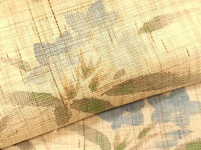平和屋着物*夏物 九寸名古屋帯 手描き 桔梗 麻 逸品 CABK1311fb