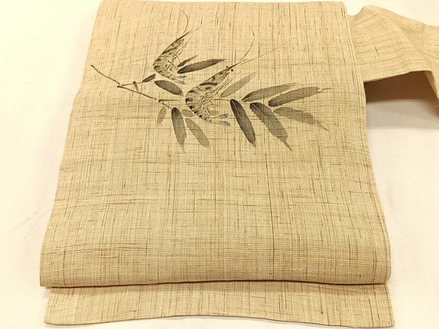 平和屋着物*夏物 染色作家 桐山紫香 九寸名古屋帯 手描き 海老 金彩 麻 逸品 CABK1315fb
