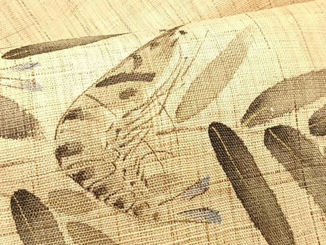 平和屋着物*夏物 染色作家 桐山紫香 九寸名古屋帯 手描き 海老 金彩 麻 逸品 CABK1315fb