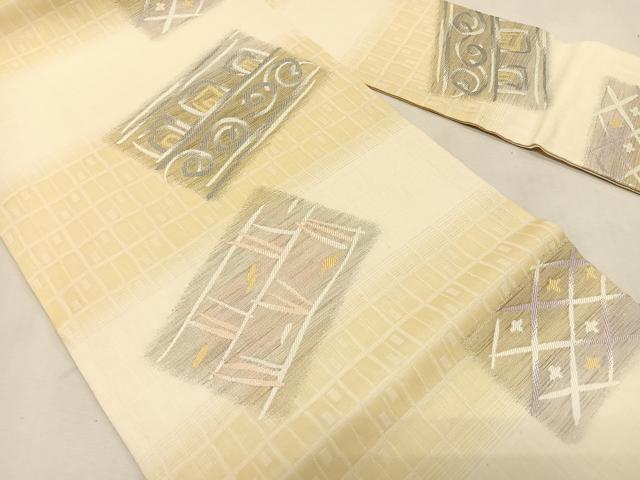 平和屋着物*夏物 九寸名古屋帯 抽象文様 金銀糸 正絹 逸品 CABK1318fb
