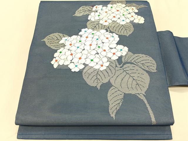 平和屋着物*夏物 九寸名古屋帯 唐織 紫陽花 金銀糸 正絹 逸品 CABK1321fb