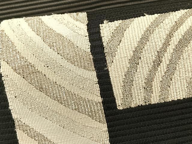 平和屋着物*夏物 八寸名古屋帯 絽綴れ 幾何学文様 黒地 金銀糸 正絹 逸品 CABK1324fb
