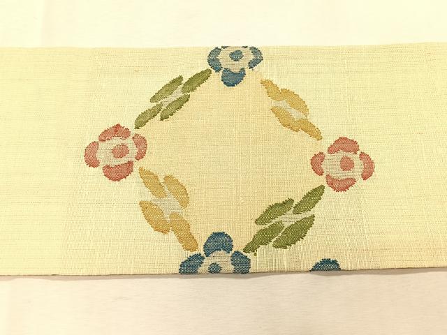 平和屋着物*夏物 九寸名古屋帯 紬地 花鳥文 銀糸 正絹 逸品 CABK1326fb