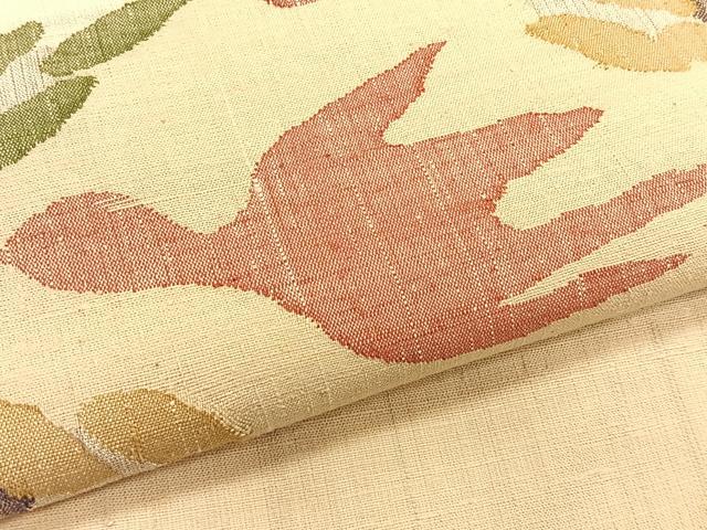 平和屋着物*夏物 九寸名古屋帯 紬地 花鳥文 銀糸 正絹 逸品 CABK1326fb