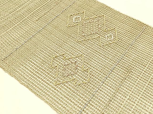 平和屋着物*夏物 八寸名古屋帯 羅 松皮菱文 金糸 正絹 逸品 CABK1328fb