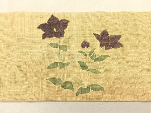 平和屋着物*夏物 九寸名古屋帯 枝花文 金彩 麻 逸品 CABK1334fb