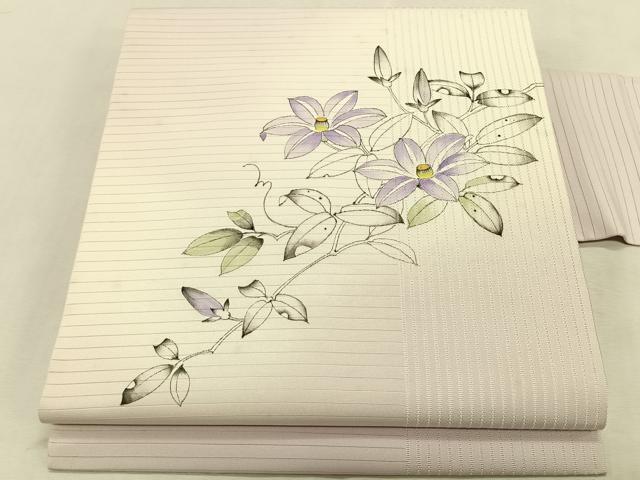 平和屋着物*夏物 絽塩瀬 九寸名古屋帯 不破功博 手描き 枝花文 正絹 逸品 CABK1337fb
