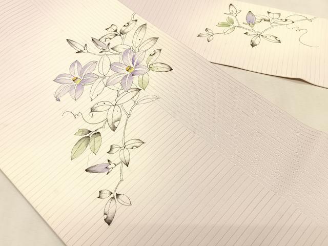 平和屋着物*夏物 絽塩瀬 九寸名古屋帯 不破功博 手描き 枝花文 正絹 逸品 CABK1337fb
