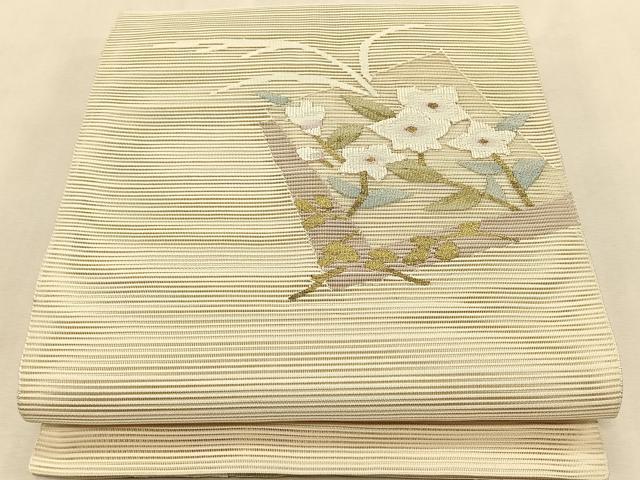 平和屋着物*夏物 八寸名古屋帯 色紙重ね桔梗文 金糸 正絹 逸品 CABK1338fb
