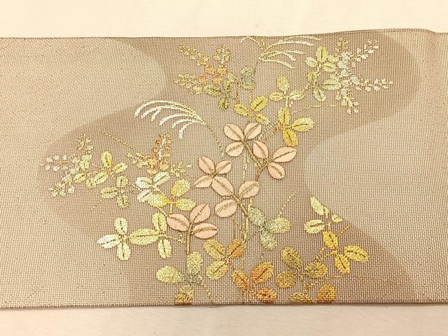 平和屋着物*夏物 九寸名古屋帯 刺繍 萩 金銀彩 正絹 逸品 CABK1340fb