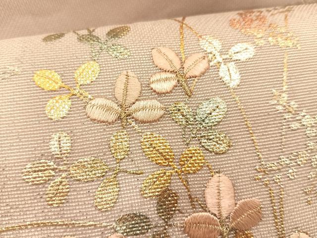 平和屋着物*夏物 九寸名古屋帯 刺繍 萩 金銀彩 正絹 逸品 CABK1340fb