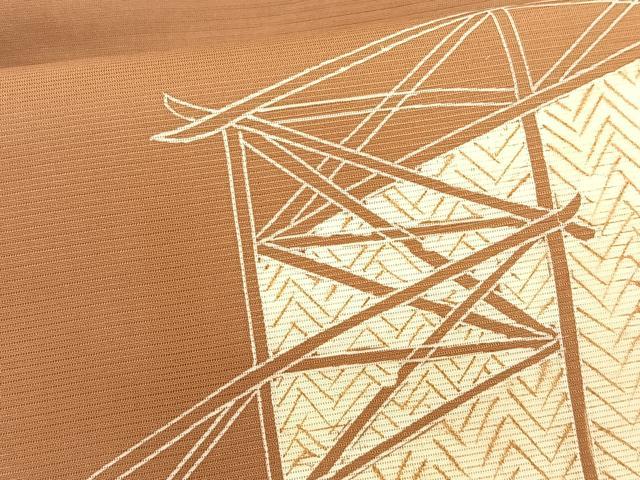 平和屋着物*夏物 絽塩瀬 九寸名古屋帯 竹垣文 正絹 逸品 CABK1348fb