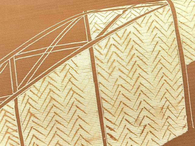 平和屋着物*夏物 絽塩瀬 九寸名古屋帯 竹垣文 正絹 逸品 CABK1348fb