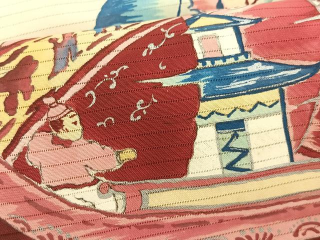 平和屋着物*夏物 絽塩瀬 つけ帯 手描き 舟 銀彩 正絹 逸品 CABK1357fb