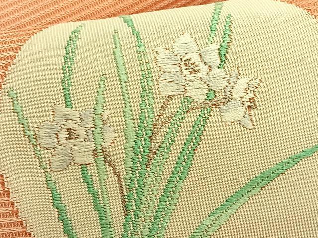 平和屋着物*夏物 九寸名古屋帯 唐織 枝花丸文 銀糸 正絹 逸品 CABK1361fb
