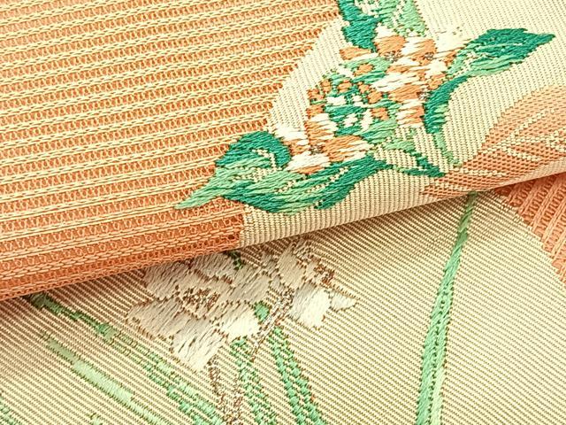 平和屋着物*夏物 九寸名古屋帯 唐織 枝花丸文 銀糸 正絹 逸品 CABK1361fb