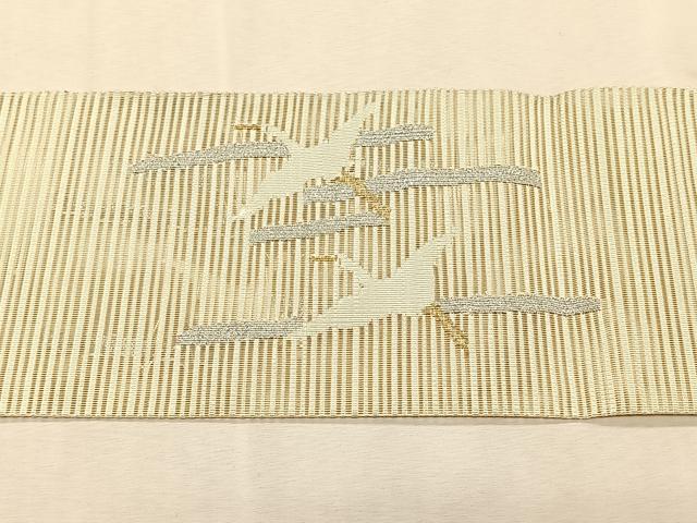 平和屋着物*夏物 八寸名古屋帯 絽綴れ 飛鶴地紙花文 金銀糸 正絹 逸品 CABK1365fb