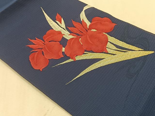 平和屋着物*夏物 八寸名古屋帯 絽綴れ 杜若 金銀糸 CABK1366fb