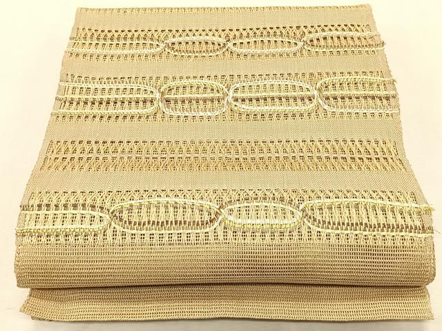 平和屋着物*夏物 八寸名古屋帯 もじり織 横段文 金糸 正絹 逸品 CABK1371fb