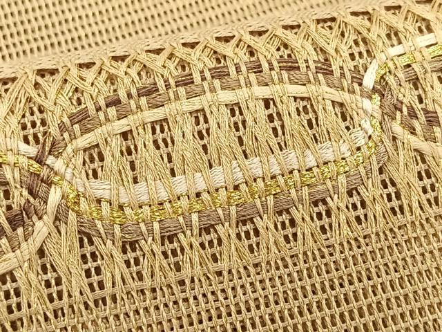 平和屋着物*夏物 八寸名古屋帯 もじり織 横段文 金糸 正絹 逸品 CABK1371fb