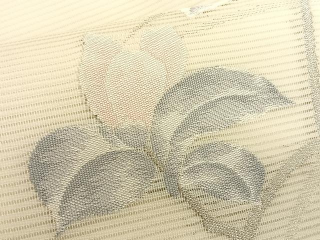 平和屋着物*夏物 九寸名古屋帯 枝花文 銀糸 正絹 逸品 CABK1372fb