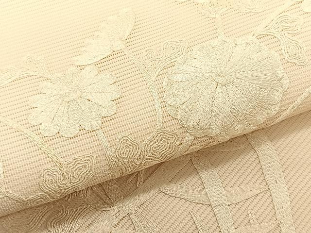 平和屋着物*夏物 九寸名古屋帯 総刺繍 枝花籠文 三越扱い 正絹 逸品 CABK1378fb