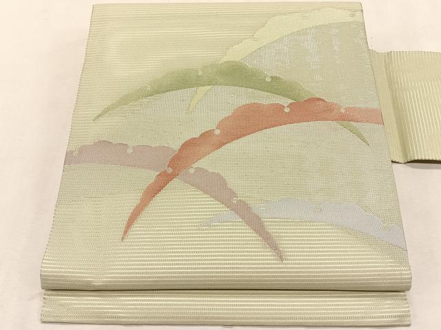 平和屋着物*夏物 九寸名古屋帯 雪芝文 銀糸 正絹 逸品 CABK1379fb