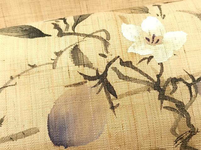 平和屋着物*夏物 九寸名古屋帯 手描き 枝花文 麻 逸品 CABK1381fb
