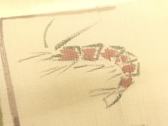平和屋着物*夏物 九寸名古屋帯 手描き 紬地 海老 正絹 逸品 CABK1382fb