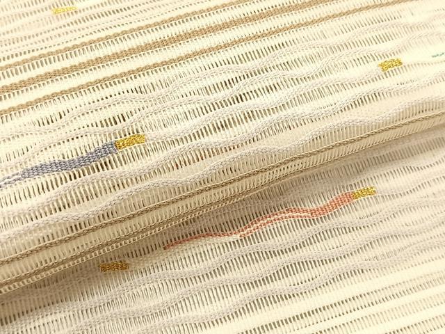 平和屋着物*夏物 八寸名古屋帯 絽綴れ 横段文 金糸 正絹 逸品 CABK1388fb