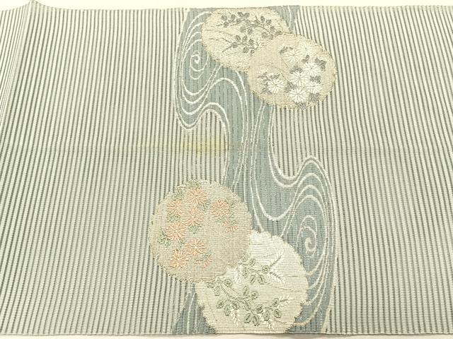 平和屋着物*夏物 八寸名古屋帯 絽綴れ 流水花丸文 金銀糸 正絹 逸品 CABK1394fb