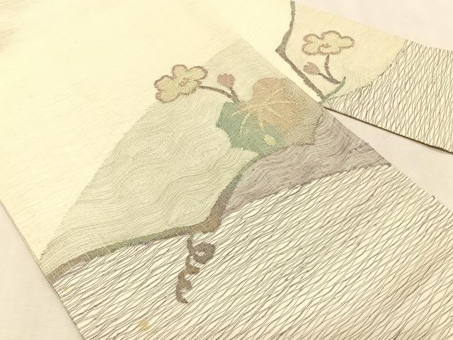 平和屋着物*夏物 九寸名古屋帯 枝花文 金銀糸 正絹 逸品 CABK1402fb