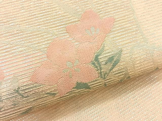 平和屋着物*夏物 九寸名古屋帯 枝花文 銀糸 正絹 逸品 CABK1403fb