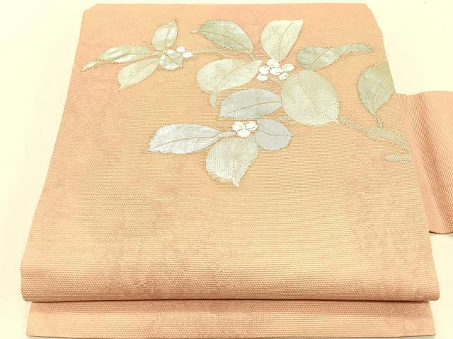 平和屋着物*夏物 九寸名古屋帯 南天文 銀糸 正絹 逸品 CABK1404fb