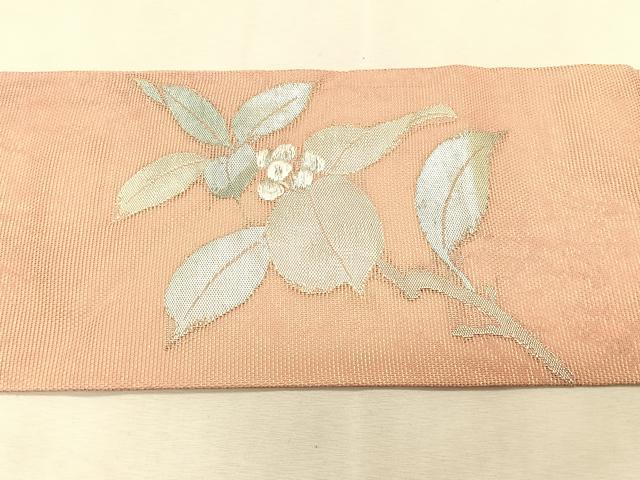 平和屋着物*夏物 九寸名古屋帯 南天文 銀糸 正絹 逸品 CABK1404fb