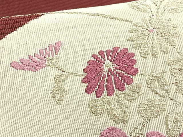 平和屋着物*夏物 八寸名古屋帯 絽綴れ 扇面枝菊文 銀糸 CABK1410fb