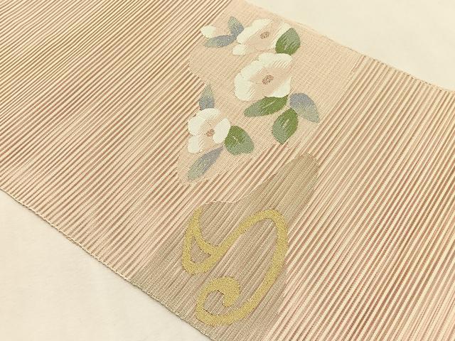 平和屋着物*夏物 八寸名古屋帯 絽綴れ 椿 金銀糸 正絹 逸品 CABK1412fb