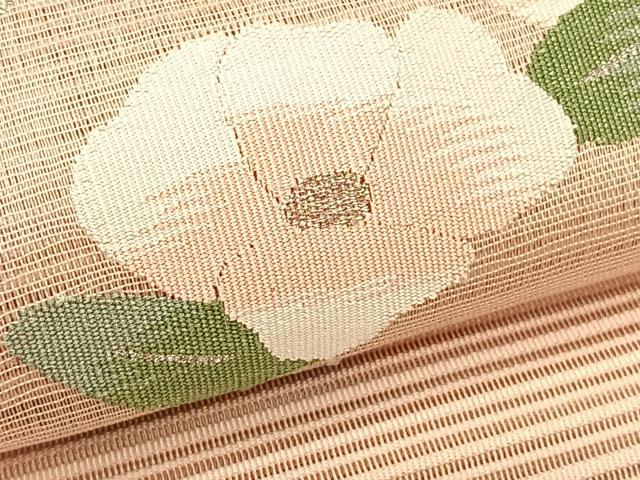 平和屋着物*夏物 八寸名古屋帯 絽綴れ 椿 金銀糸 正絹 逸品 CABK1412fb