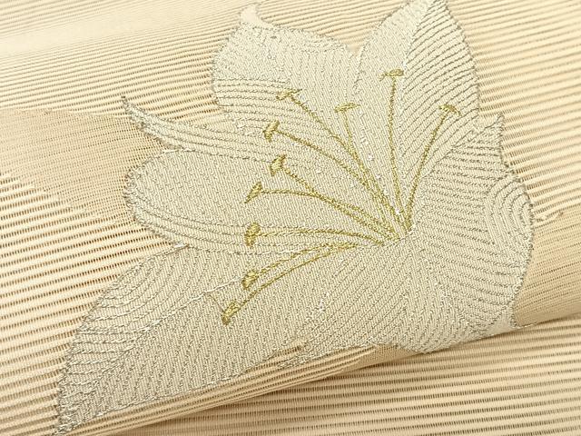 平和屋着物*夏物 八寸名古屋帯 絽綴れ 草花文 金銀糸 正絹 逸品 CABK1425fb