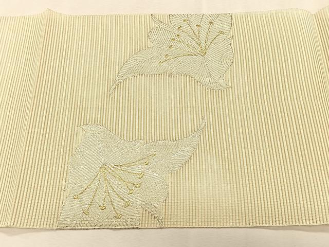 平和屋着物*夏物 八寸名古屋帯 絽綴れ 草花文 金銀糸 正絹 逸品 CABK1425fb