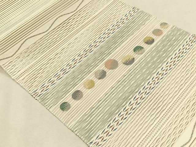 平和屋着物*夏物 八寸名古屋帯 絽綴れ 抽象文様 金銀糸 正絹 逸品 CABK1431fb