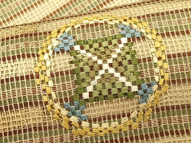 平和屋着物*夏物 丸帯 刺繍 花丸文 銀糸 正絹 逸品 CABK1434fb