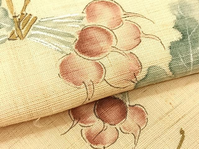 平和屋着物*夏物 九寸名古屋帯 手描き 成り物 麻 逸品 CABK1438fb