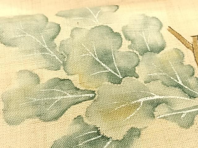 平和屋着物*夏物 九寸名古屋帯 手描き 成り物 麻 逸品 CABK1438fb