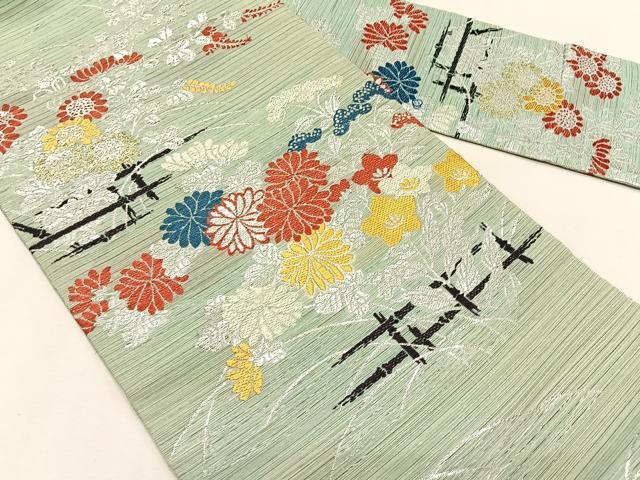 平和屋着物*夏物 アンティーク 大正ロマン 九寸名古屋帯 唐織 草花文 金銀糸 正絹 逸品 CABK1440fb