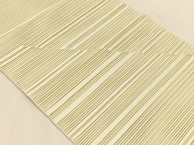 平和屋着物*夏物 八寸名古屋帯 絽綴れ 切嵌横段文 鳥の子色 正絹 逸品 CABK1443fb
