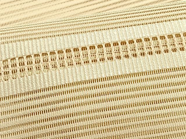 平和屋着物*夏物 八寸名古屋帯 絽綴れ 切嵌横段文 鳥の子色 正絹 逸品 CABK1443fb