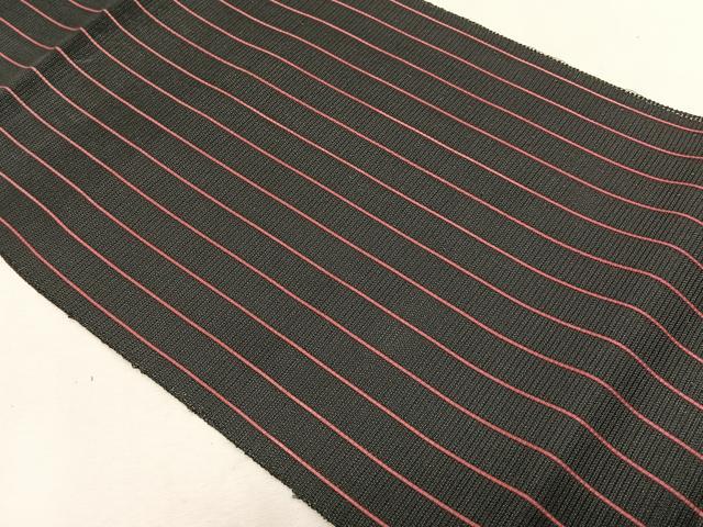 平和屋着物*夏物 八寸名古屋帯 間道 黒地 正絹 逸品 CABK1447fb