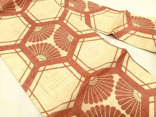 平和屋着物*夏物 九寸名古屋帯 亀甲菊文 麻 逸品 CABK1457fb